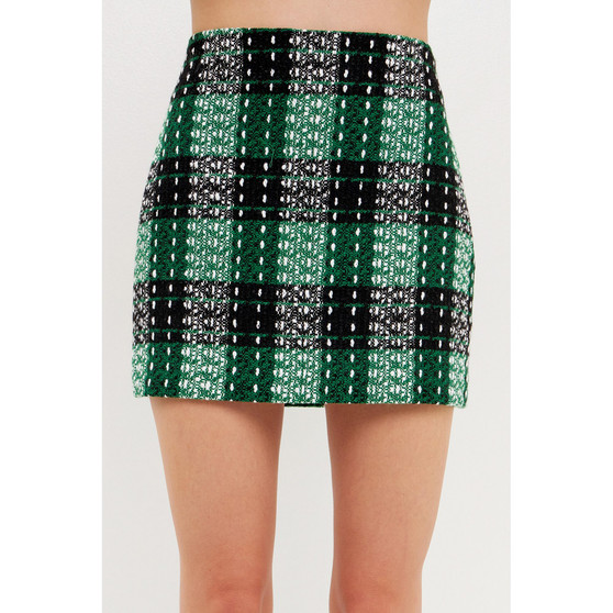 Women's Check Tweed Mini Skirt