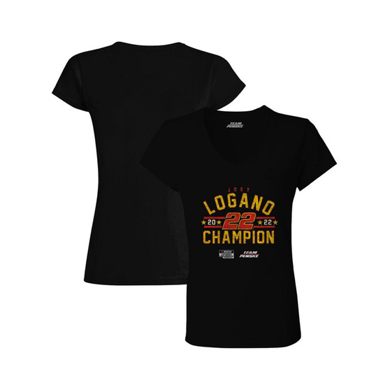 Women's Black Joey Logano 2022 NASCAR Cup Series Champion Classic V-Neck T-shirt