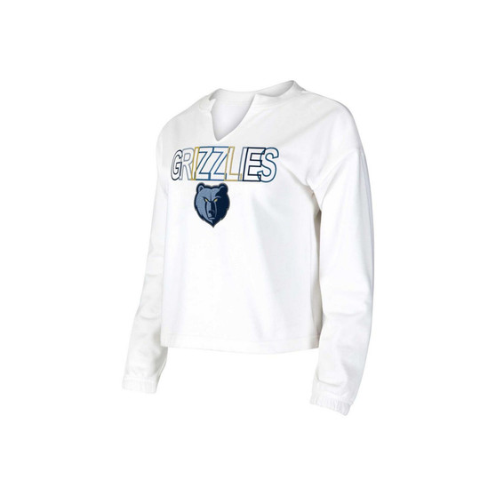 Women's White Memphis Grizzlies Sunray Notch Neck Long Sleeve T-shirt