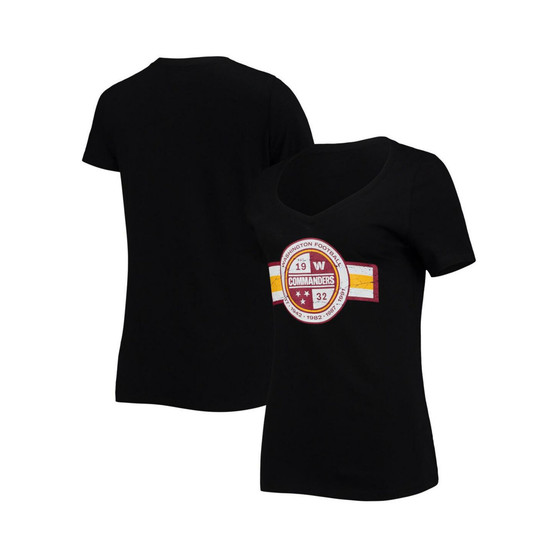 Women's Black Washington Commanders V-Neck T-shirt