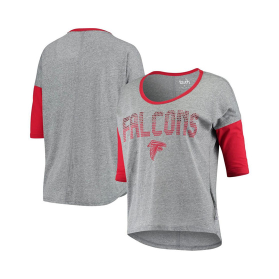 Women's Heathered Gray, Red Atlanta Falcons Extra Point Half-Sleeve T-shirt