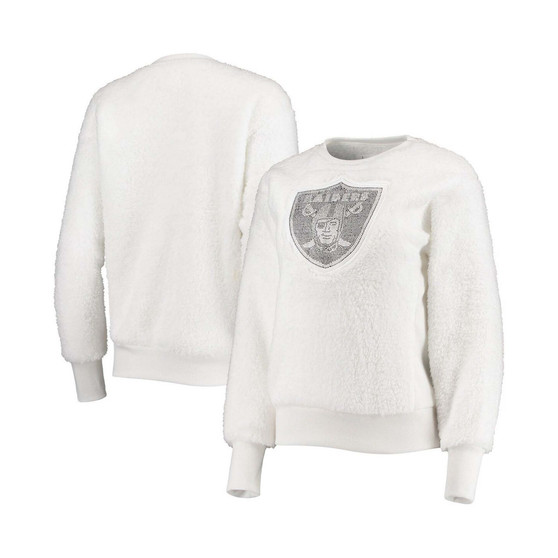 Women's White Las Vegas Raiders Milestone Tracker Pullover Sweatshirt