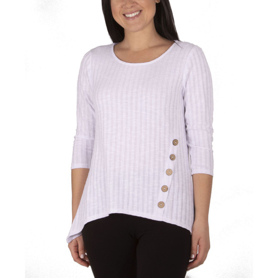 Women's Plus Size Button Detail Ribbed Tunic