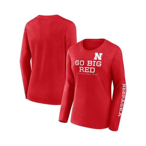 Women's Branded Scarlet Nebraska Huskers Rally Cry 2-Hit T-shirt