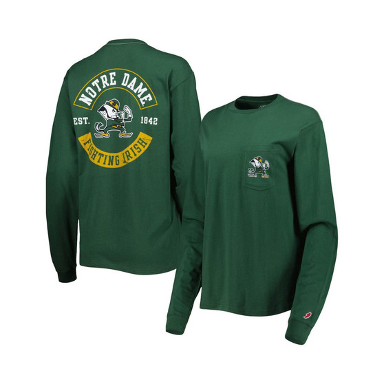 Women's Green Notre Dame Fighting Irish Oversized Pocket Long Sleeve T-shirt