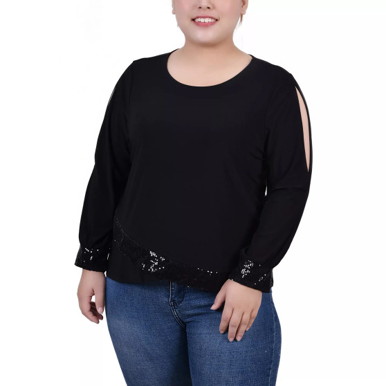 Plus Size Long Sleeve Knit Top