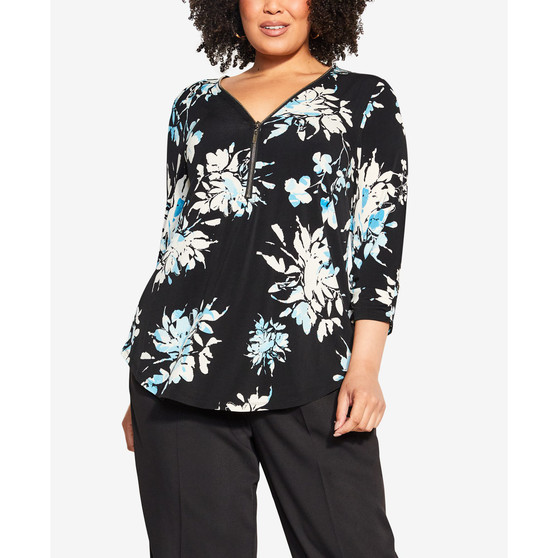 Plus Size Chloe Zip Print Top