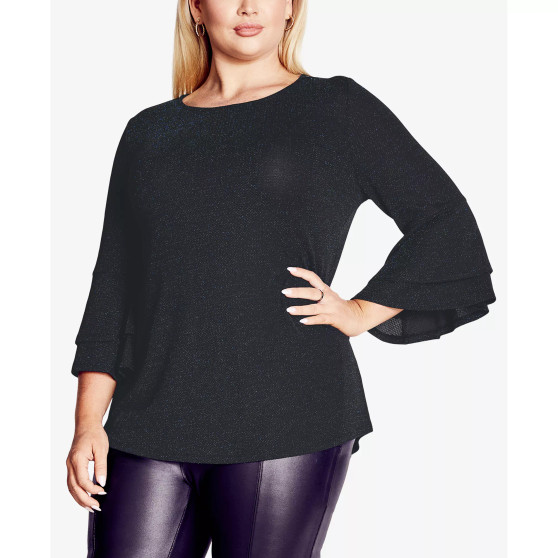Plus Size Glitz Double Bell Sleeve Top
