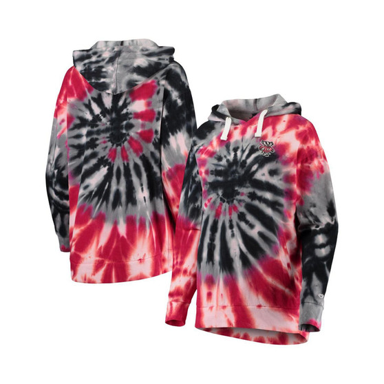 Women's Red Wisconsin Badgers Slow Ride Spiral Tie-Dye Oversized Pullover Hoodie