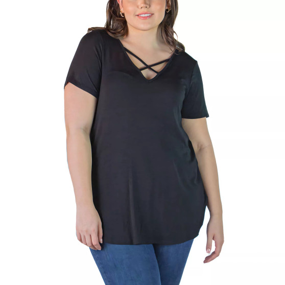 Plus Size V-neck T-shirt Tunic Top