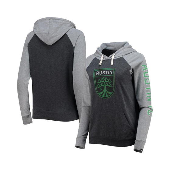 Women's 5th & Ocean by Black, Heather Gray Austin FC Jersey Raglan Pullover Hoodie