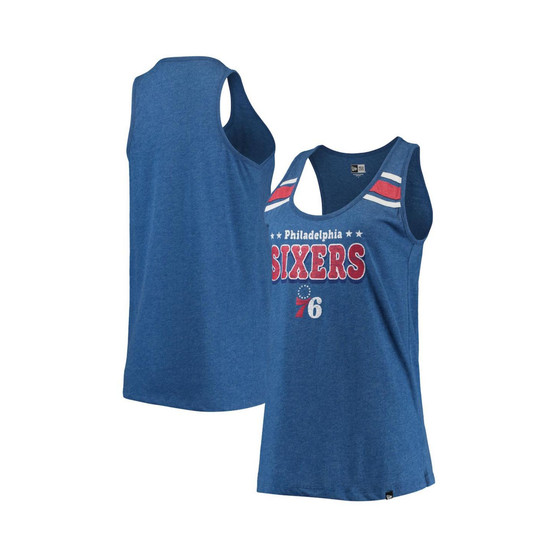 Women's Heathered Royal Philadelphia 76ers Scoop-Neck Racerback Tank Top