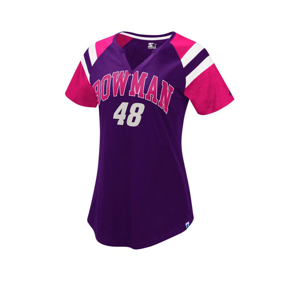 Women's Purple, Red Alex Bowman Game On Notch V-Neck T-shirt