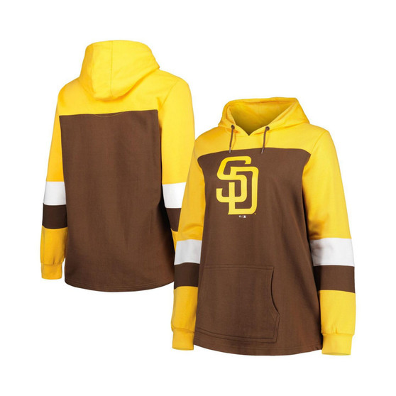 Women's Brown San Diego Padres Plus Size Colorblock Pullover Hoodie