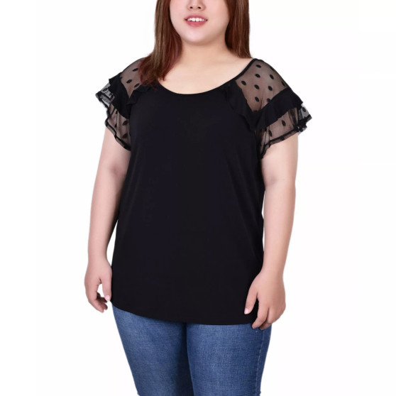 Plus Size Short Dot Sleeve Top