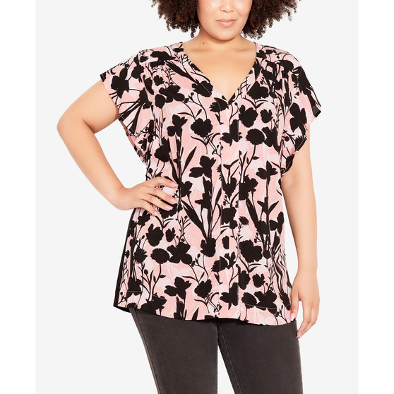 Plus Size Mixed Media Ruffle Top