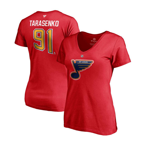 Women's Vladimir Tarasenko Red St. Louis Blues 2020/21 Special Edition Authentic Stack Name Number V-Neck T-shirt