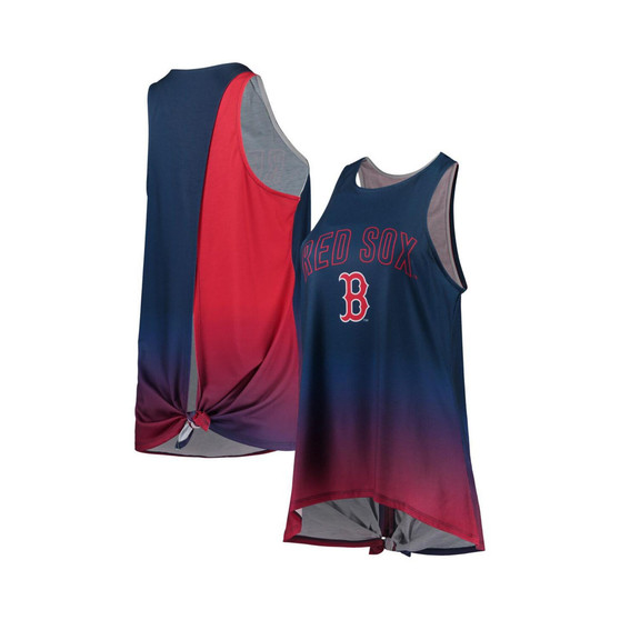 Women's Navy Boston Red Sox Gradient Tie-Back Racerback Tank Top