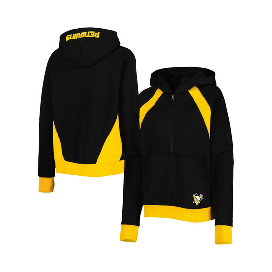 Women's Black Pittsburgh Penguins Wishbone Half-Zip Hoodie