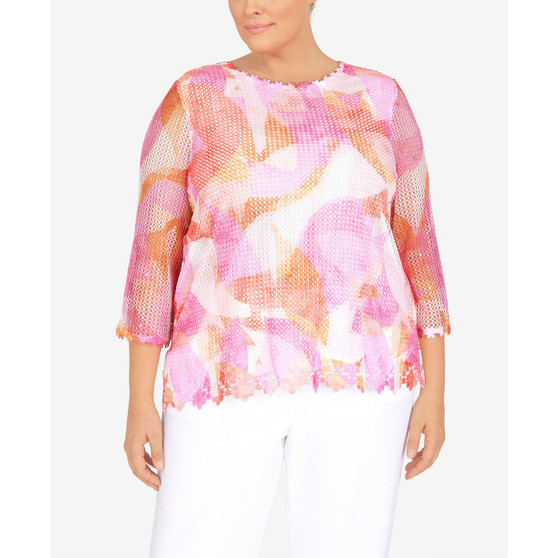 Plus Size Stained Glass Mesh Top