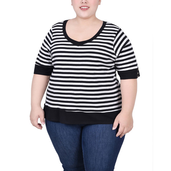 Plus Size Elbow Sleeve Top