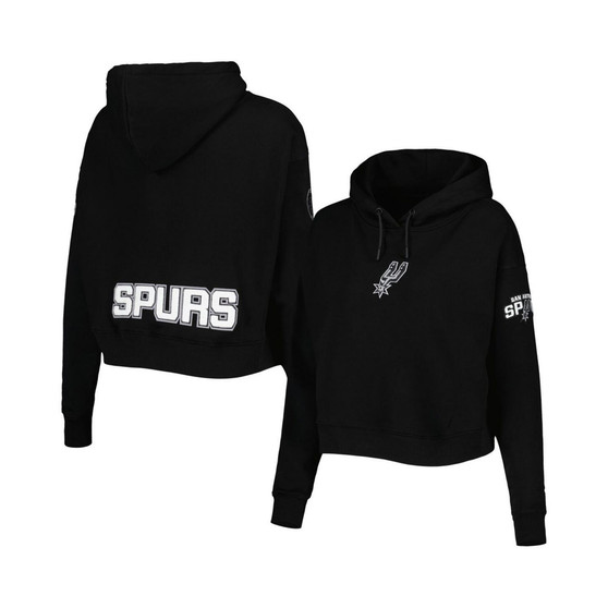 Women's Black San Antonio Spurs Classic Fleece Cropped Pullover Hoodie