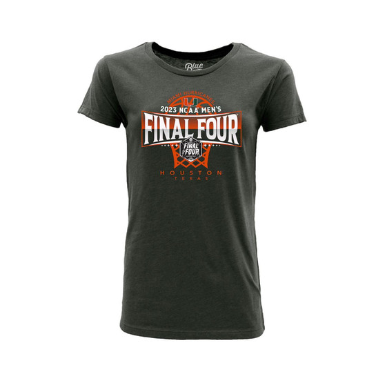 Women's Charcoal Miami Hurricanes 2023 NCAA Men's Basketball Tournament March Madness Final Four T-shirt