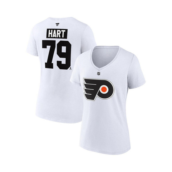 Women's Branded Carter Hart White Philadelphia Flyers Special Edition 2.0 Name and Number V-Neck T-shirt