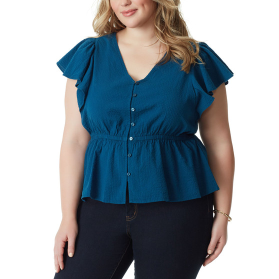 Trendy Plus Size Candice Cotton Flutter-Sleeve Top