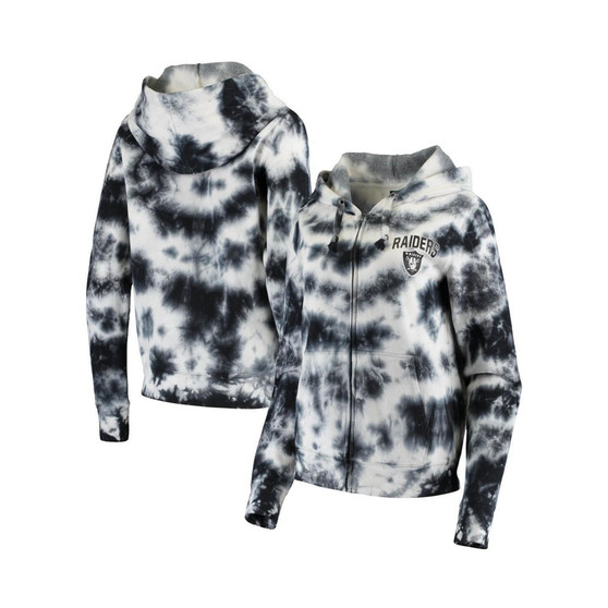 Women's Black Las Vegas Raiders Tie Dye Fleece Full-Zip Hoodie
