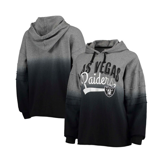 Women's Heathered Gray and Black Las Vegas Raiders Superstar Dip-Dye Pullover Hoodie
