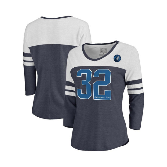 Women's Branded Karl-Anthony Towns Navy Minnesota Timberwolves Starstruck Name and Number Tri-Blend 3/4-Sleeve V-Neck T-shirt