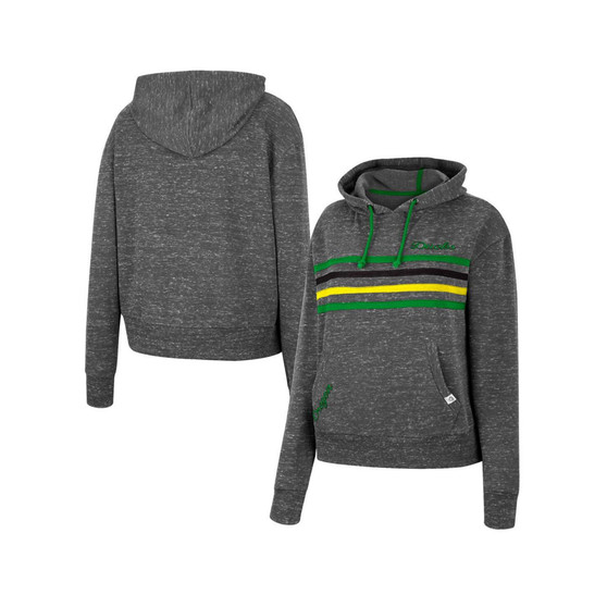 Women's Charcoal Oregon Ducks Backstage Speckled Pullover Hoodie