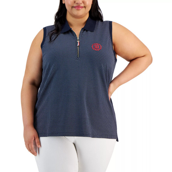 Plus Size Polka-Dot Polo Top