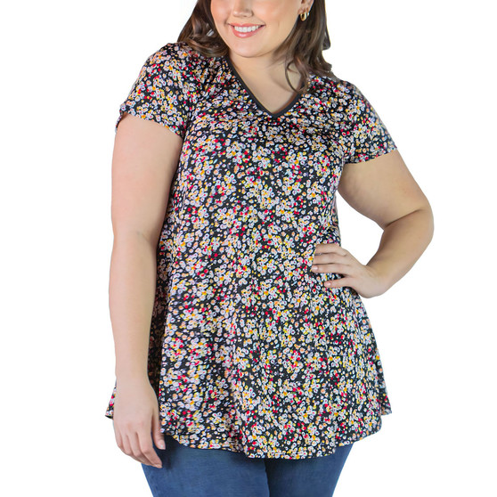 Plus Size Short Sleeve V-neck Tunic T-shirt