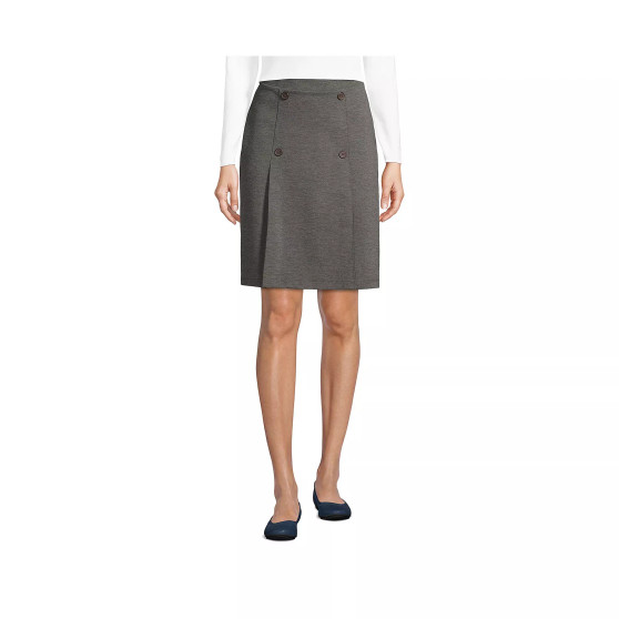 School Uniform Women's Ponte Button Front Skort Above the Knee