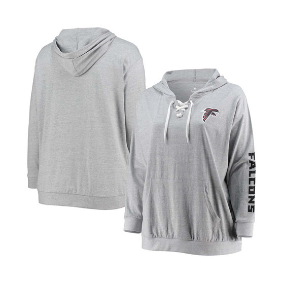 Women's Plus Size Heathered Gray Atlanta Falcons Lace-Up Pullover Hoodie