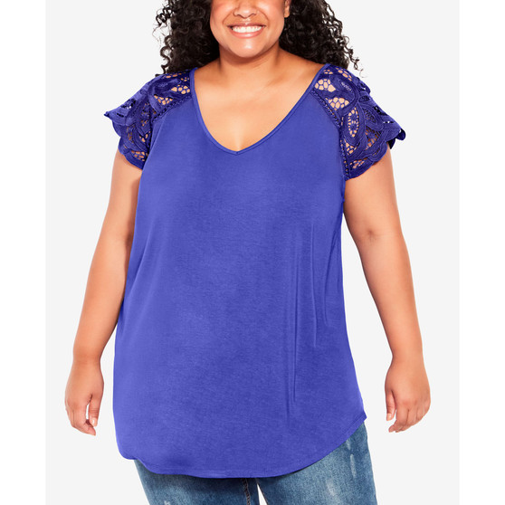 Plus Size Mandy Lace Sleeve Top