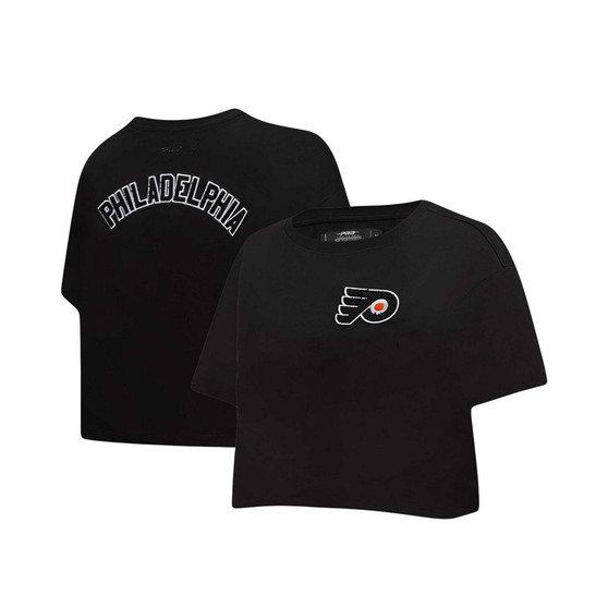 Women's Black Philadelphia Flyers Classic Boxy Cropped T-shirt