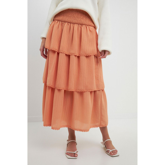 Women's Smocked Ruffle Tiered Skirt