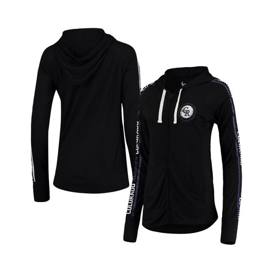 Women's by Alyssa Milano Black Colorado Rockies Preseason Full-Zip Hoodie