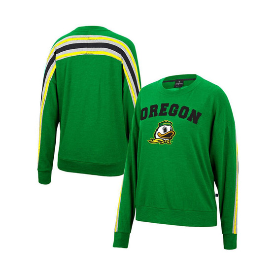 Women's Heathered Green Oregon Ducks Team Oversized Pullover Sweatshirt