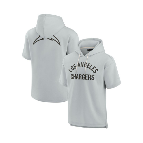 Men's and Women's Gray Los Angeles Chargers Super Soft Fleece Short Sleeve Hoodie