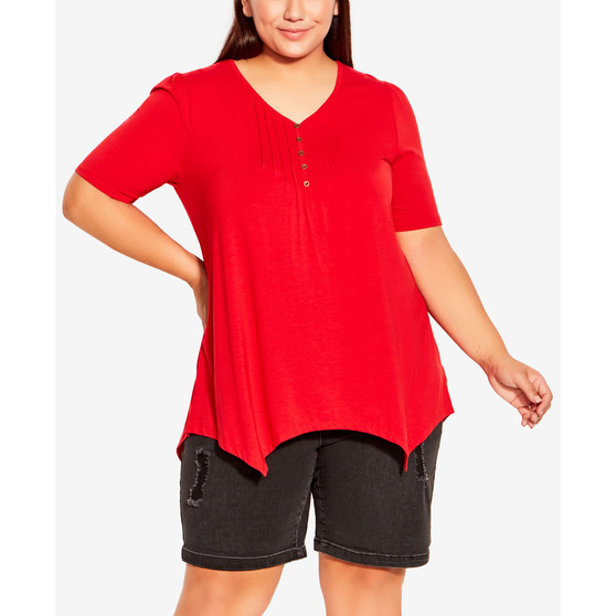 Plus Size Sharkbite V-neck Top