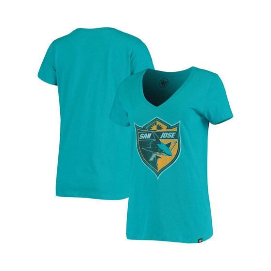 Women's '47 Teal San Jose Sharks Flanker V-Neck T-shirt