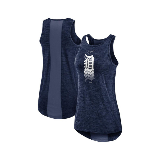 Women's Navy Detroit Tigers Logo Fade High Neck Performance Tank Top