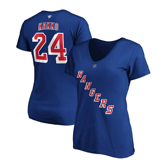 Women's Kaapo Kakko Blue New York Rangers Authentic Stack Name Number V-Neck T-shirt