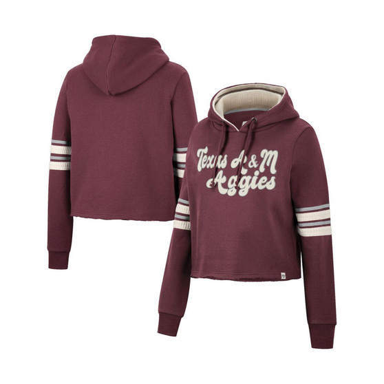 Women's Maroon Texas A&M Aggies Retro Cropped Pullover Hoodie