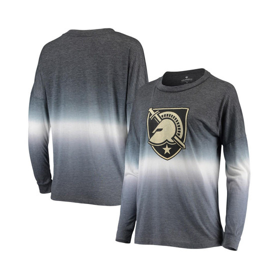 Women's Heathered Black and Heathered Gray Army Black Knights Winkle Dip Dye Long Sleeve T-shirt