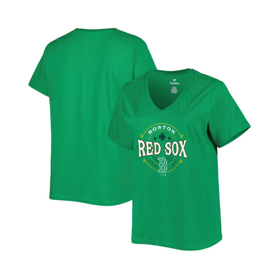Women's Kelly Green Boston Red Sox Plus Size Celtic V-Neck T-shirt